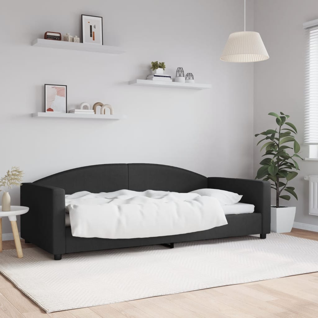 vidaXL Sofa z funkcją spania, czarna, 90x200 cm, obita tkaniną