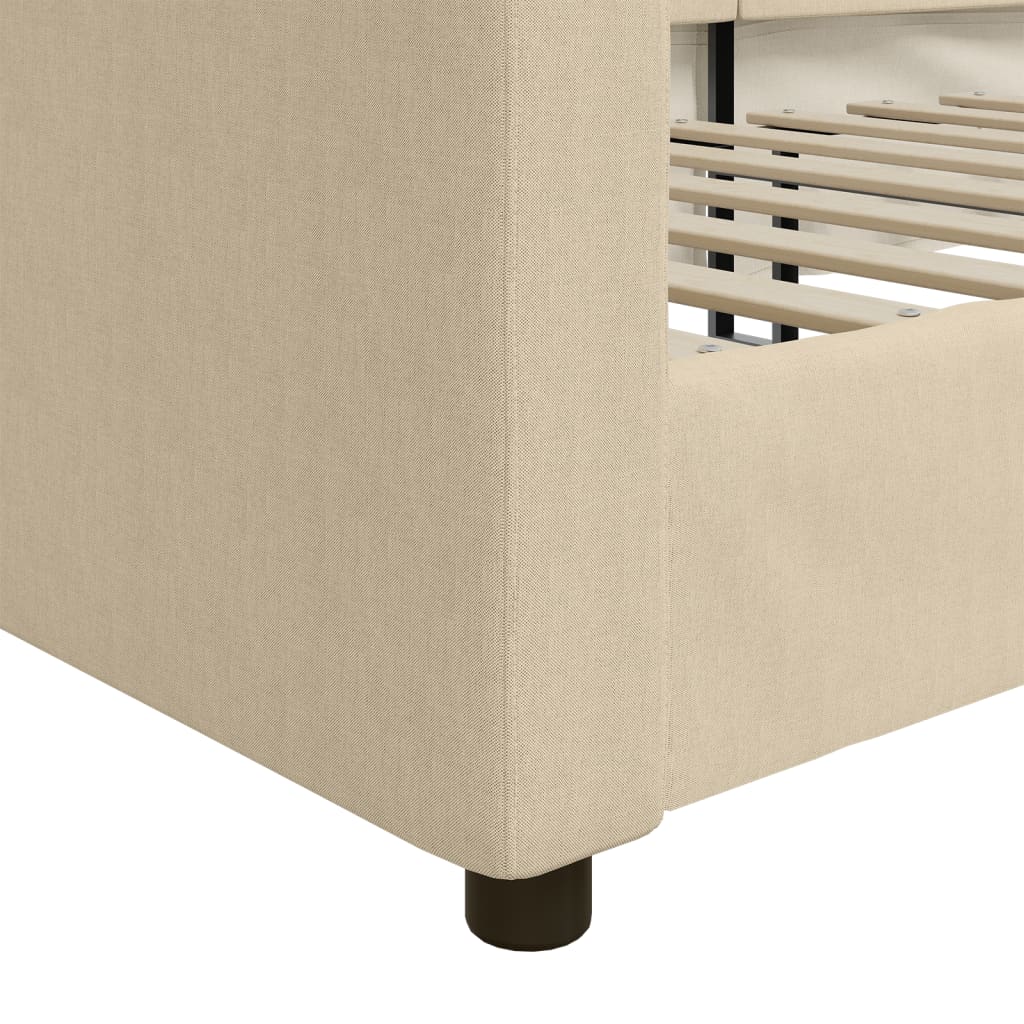vidaXL Sofa z funkcją spania, kremowe, 90x200 cm, obita tkaniną