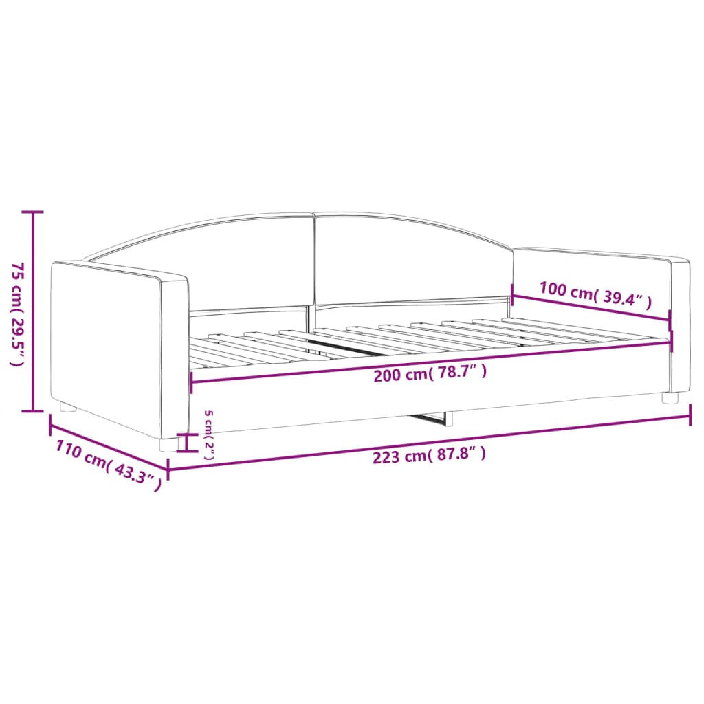 vidaXL Sofa z funkcją spania, jasnoszara, 100x200 cm, obita tkaniną