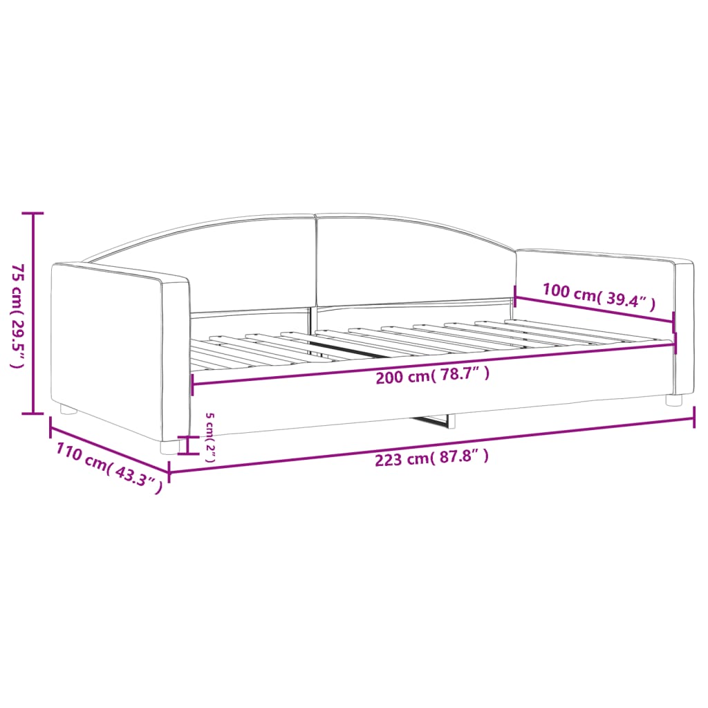 vidaXL Sofa z funkcją spania, ciemnoszara, 100x200 cm, obita tkaniną