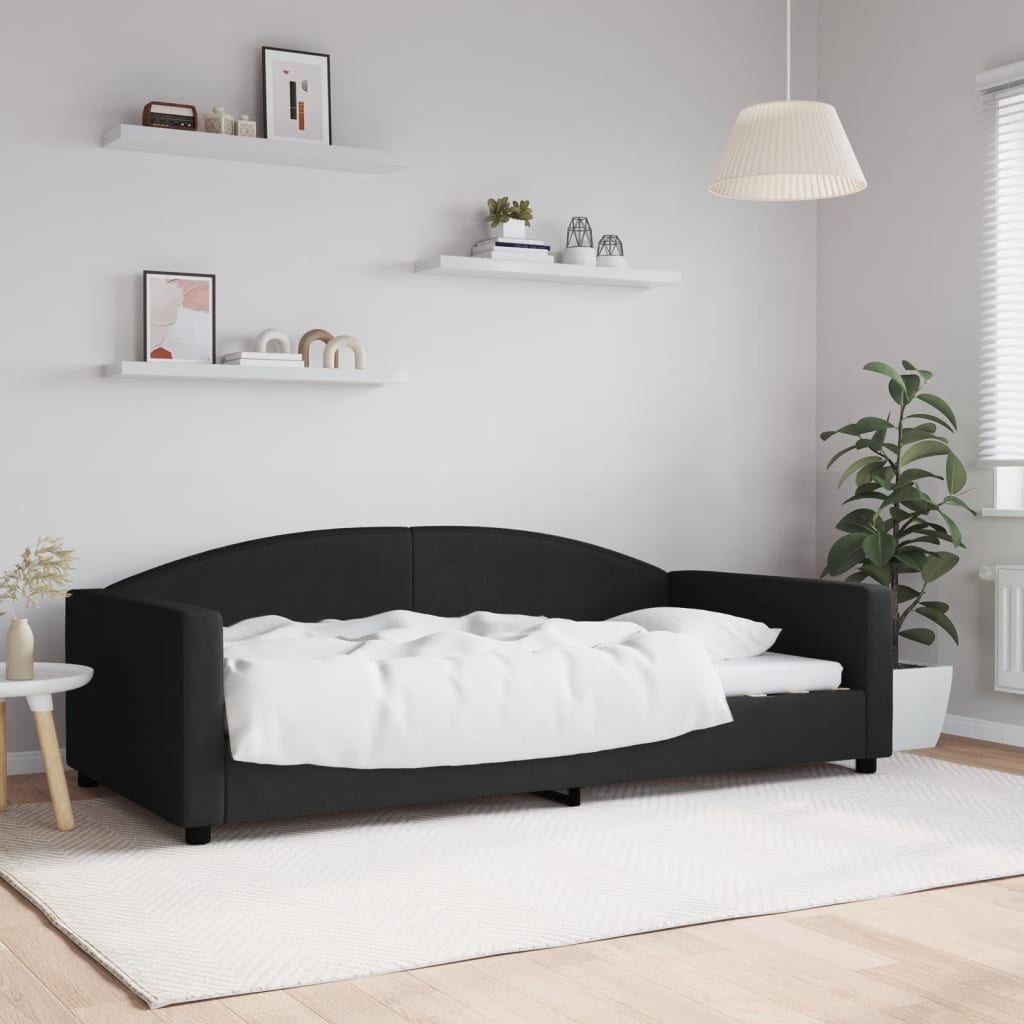 vidaXL Sofa z funkcją spania, czarna, 100x200 cm, obita tkaniną