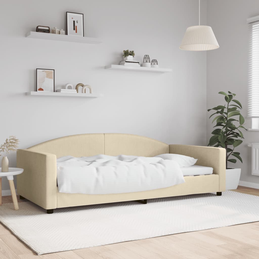 vidaXL Sofa z funkcją spania, kremowa, 100x200 cm, obita tkaniną