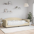 vidaXL Sofa z funkcją spania, kremowa, 100x200 cm, obita tkaniną