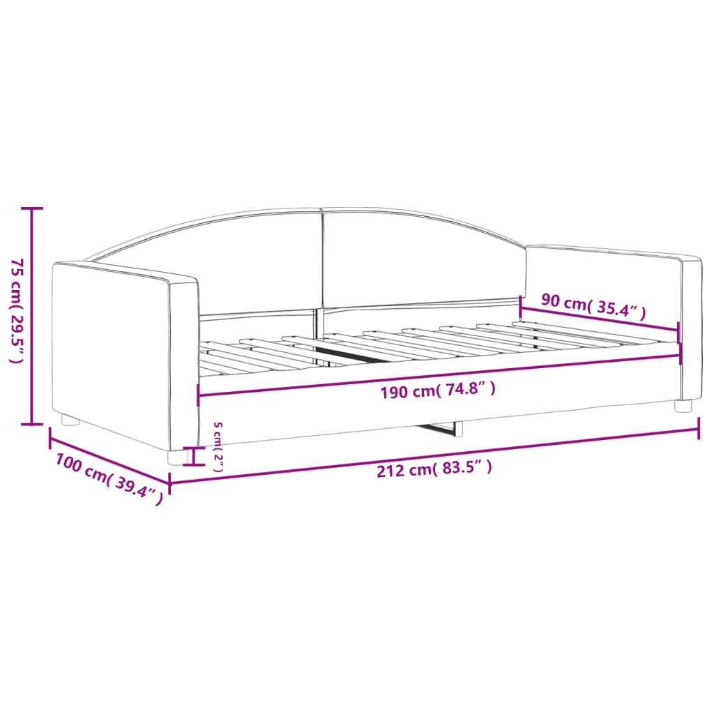 vidaXL Sofa z funkcją spania, jasnoszara, 90x190 cm, obita tkaniną