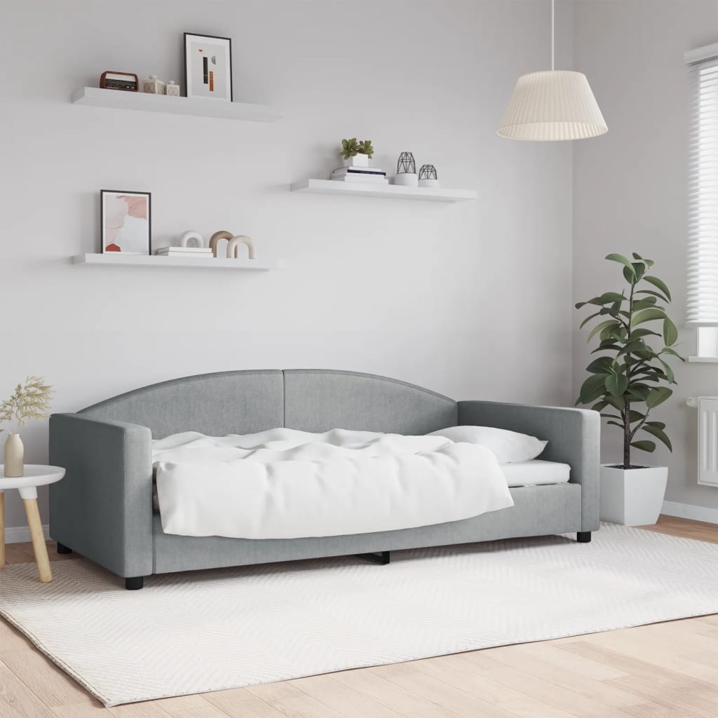 vidaXL Sofa z funkcją spania, jasnoszara, 90x190 cm, obita tkaniną