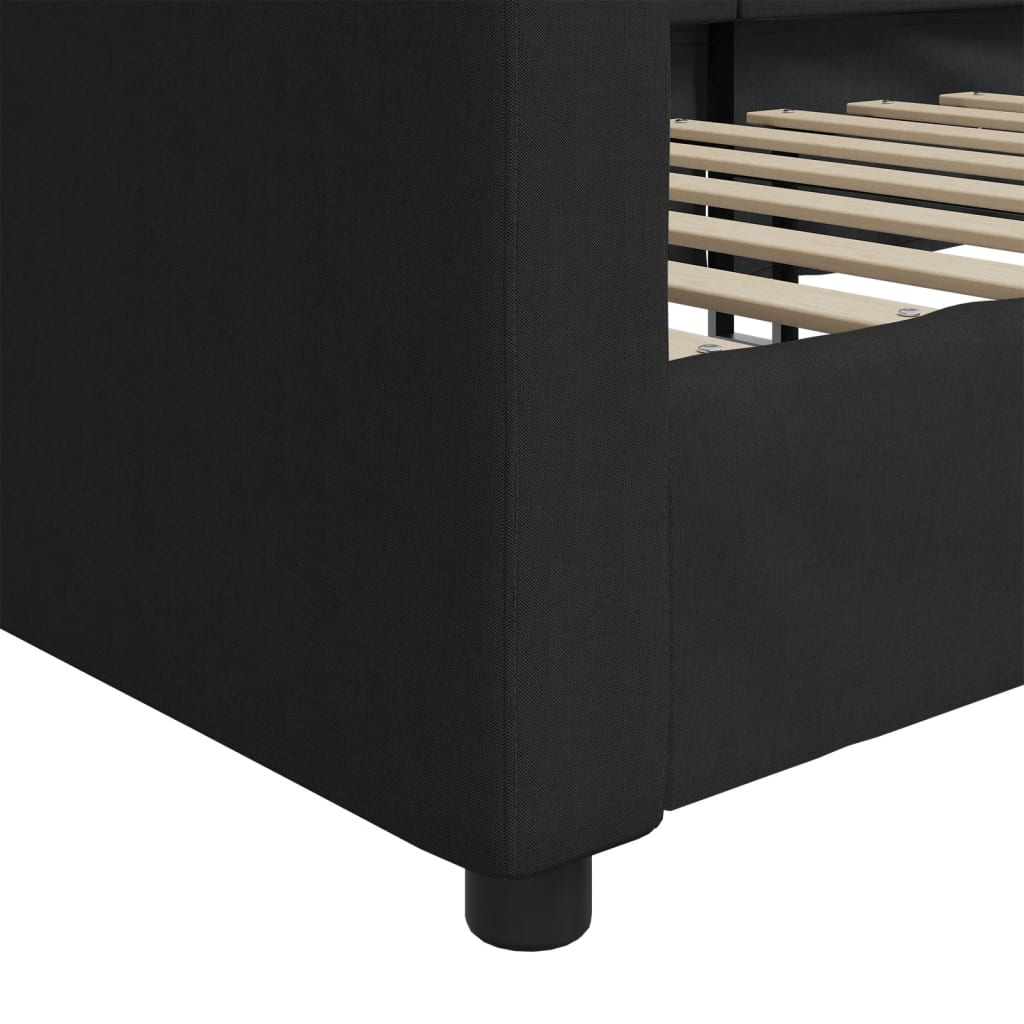 vidaXL Sofa z funkcją spania, czarna, 90x190 cm, obita tkaniną