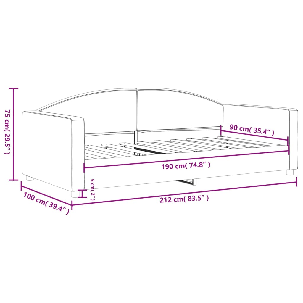 vidaXL Sofa z funkcją spania, czarna, 90x190 cm, obita tkaniną