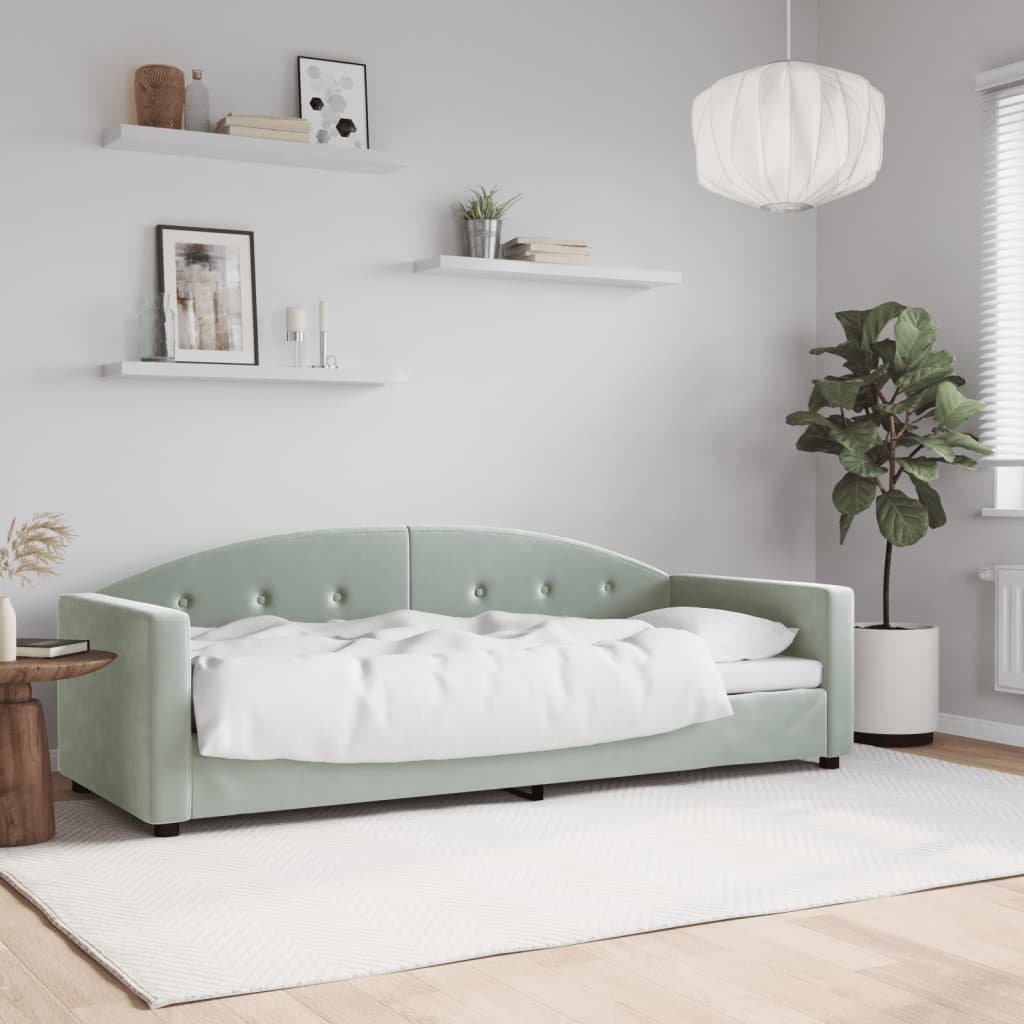 vidaXL Sofa z funkcją spania, jasnoszara, 80x200 cm, obita aksamitem