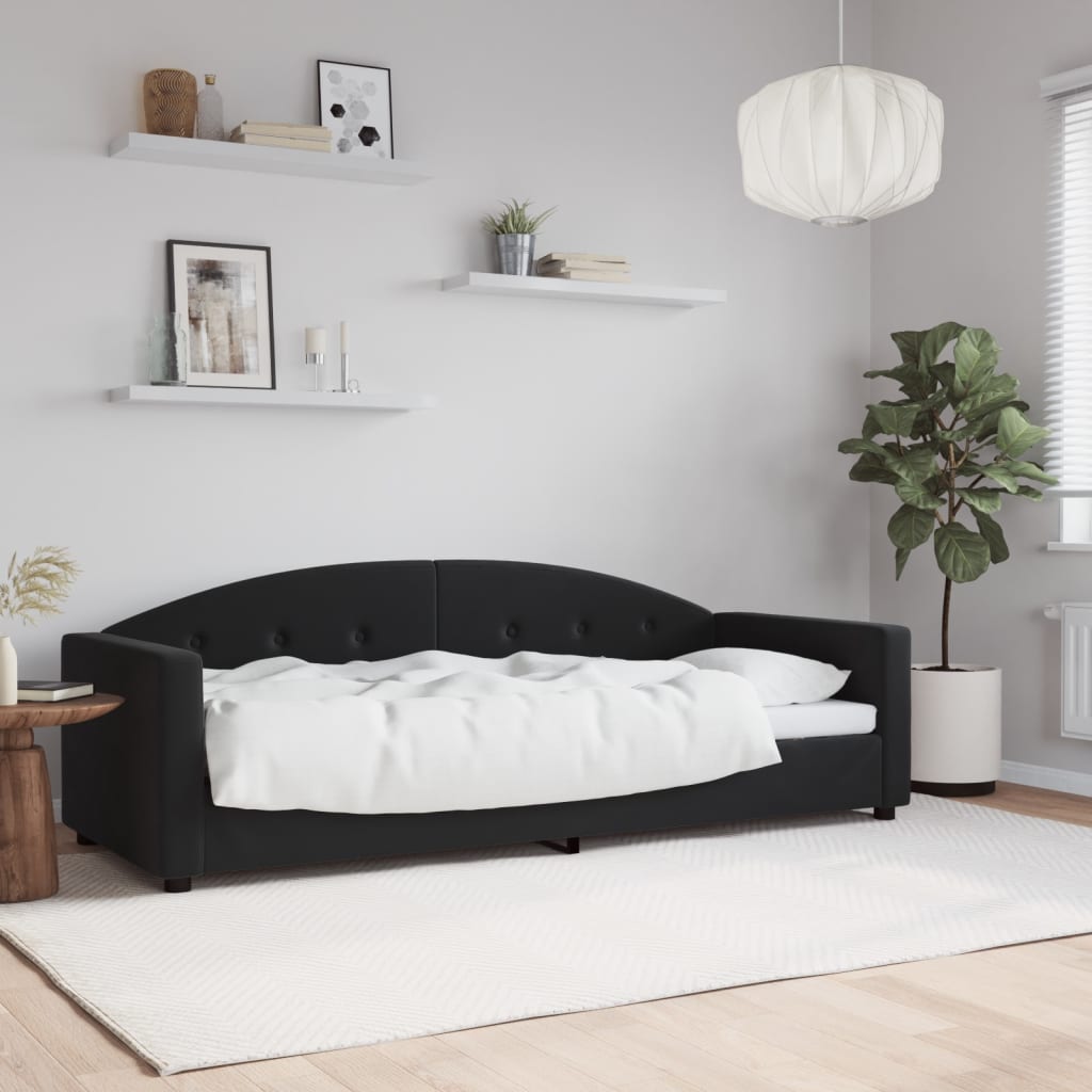 vidaXL Sofa z funkcją spania, czarna, 80x200 cm, obita aksamitem
