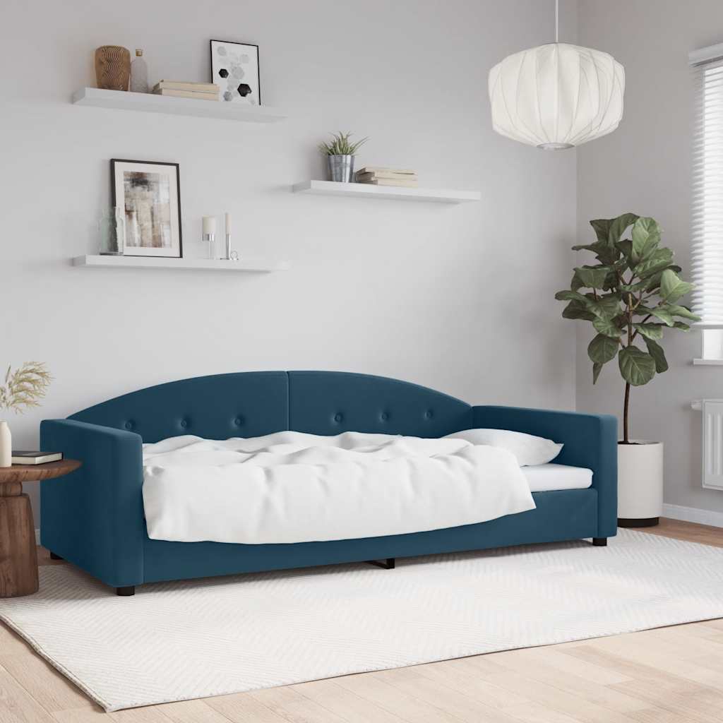vidaXL Sofa z funkcją spania, niebieska, 90x200 cm, obita aksamitem