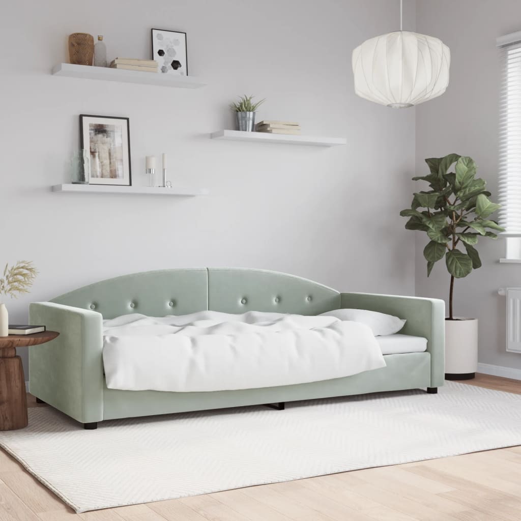 vidaXL Sofa z funkcją spania, jasnoszara, 90x200 cm, aksamit