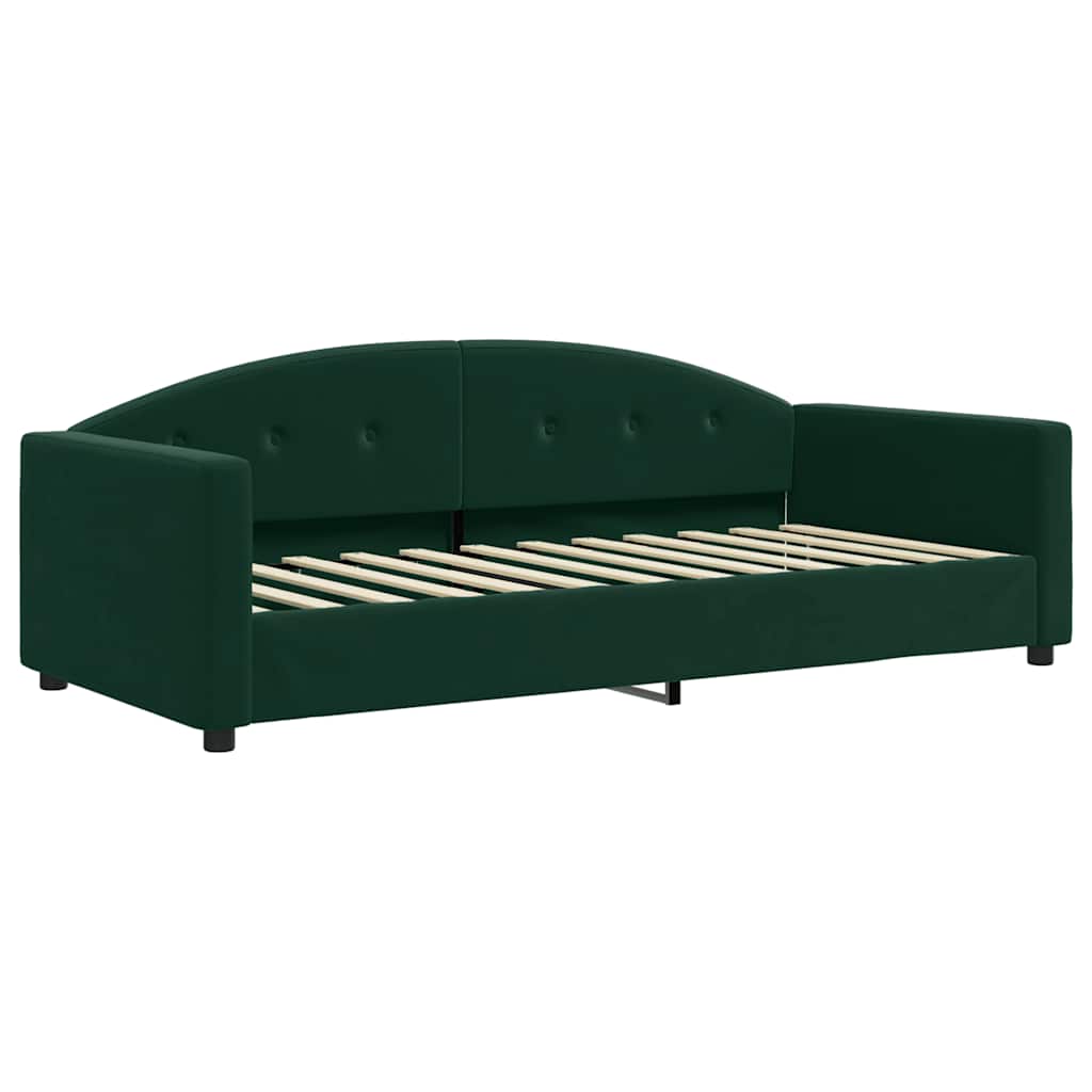 vidaXL Sofa z funkcją spania, ciemnozielona, 90x200 cm, aksamitna