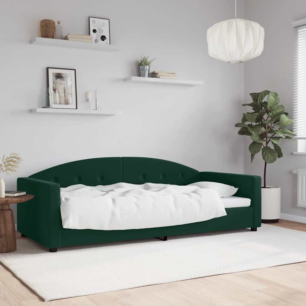 vidaXL Sofa z funkcją spania, ciemnozielona, 90x200 cm, aksamitna