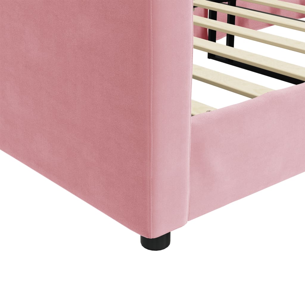 vidaXL Sofa z funkcją spania, różowa, 90x200 cm, obita aksamitem