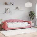 vidaXL Sofa z funkcją spania, różowa, 90x200 cm, obita aksamitem