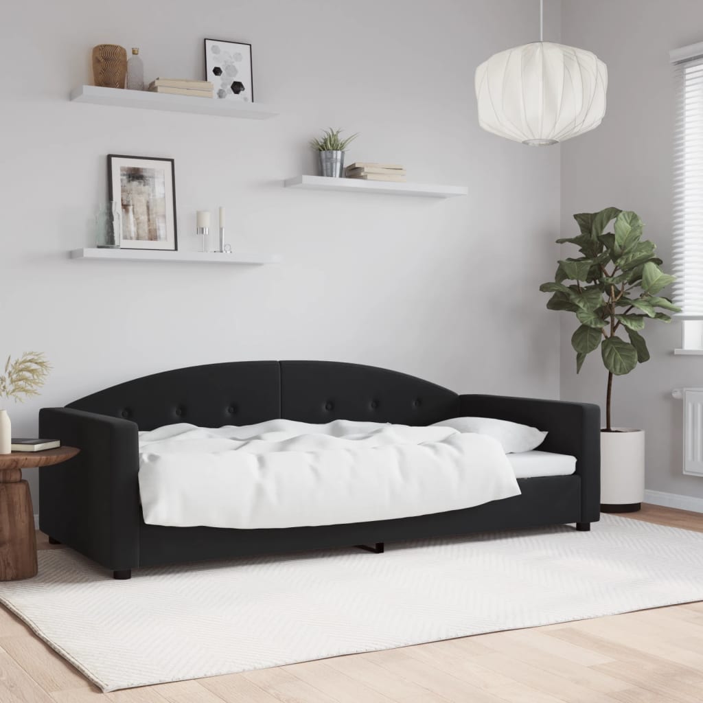 vidaXL Sofa z funkcją spania, czarna, 90x200 cm, obita aksamitem