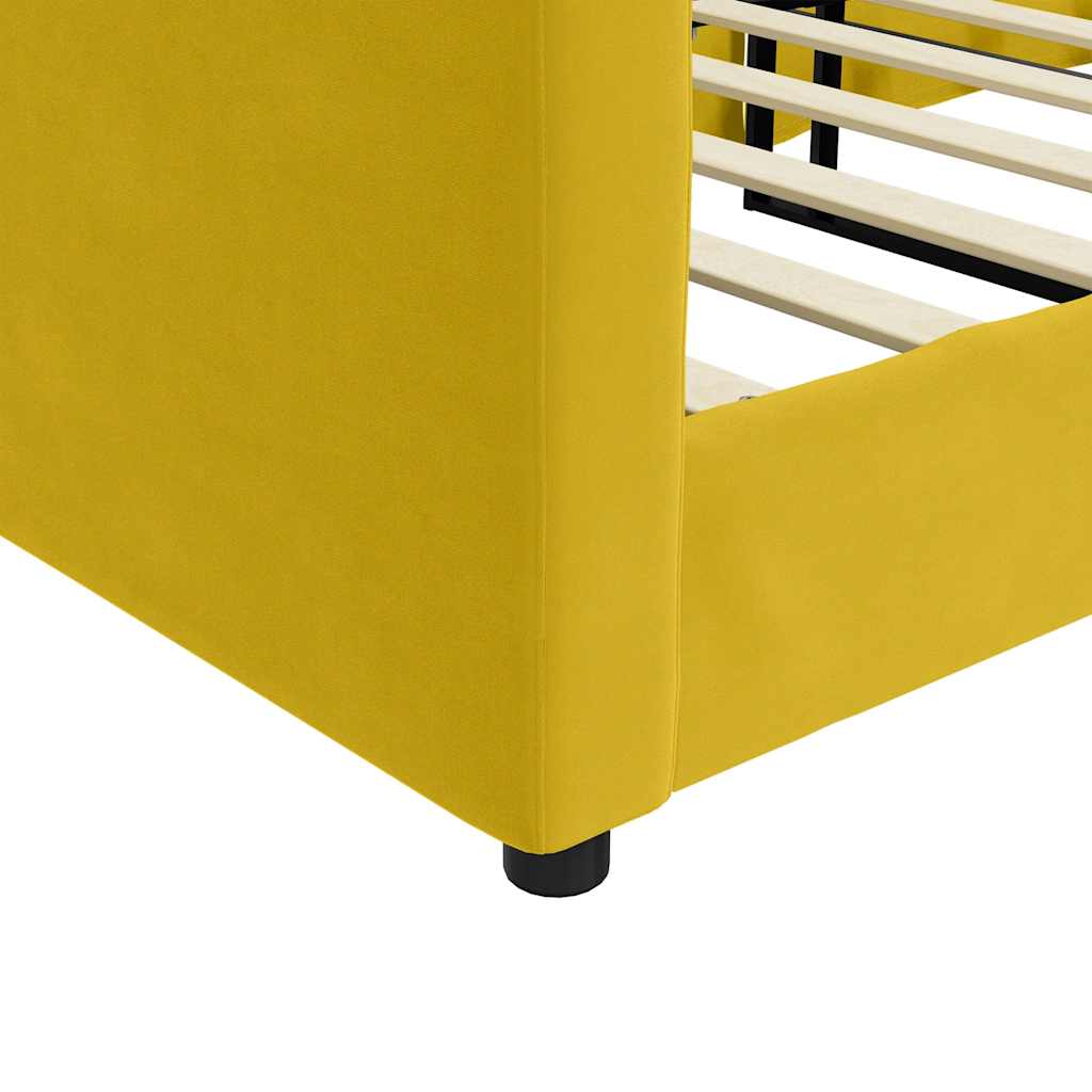 vidaXL Sofa z funkcją spania, żółta, 90x200 cm, obita aksamitem