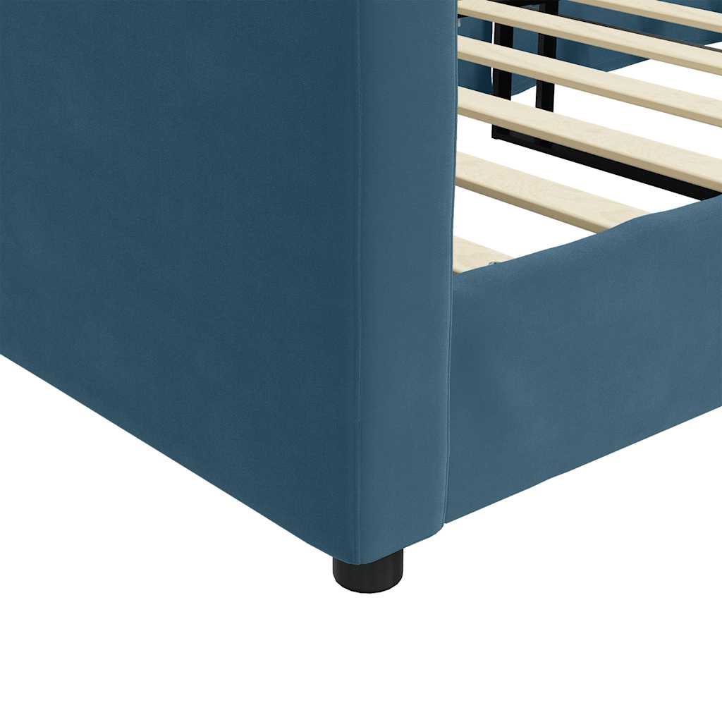 vidaXL Sofa z funkcją spania, niebieska, 100x200 cm, obita aksamitem