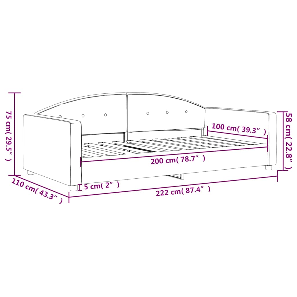 vidaXL Sofa z funkcją spania, niebieska, 100x200 cm, obita aksamitem