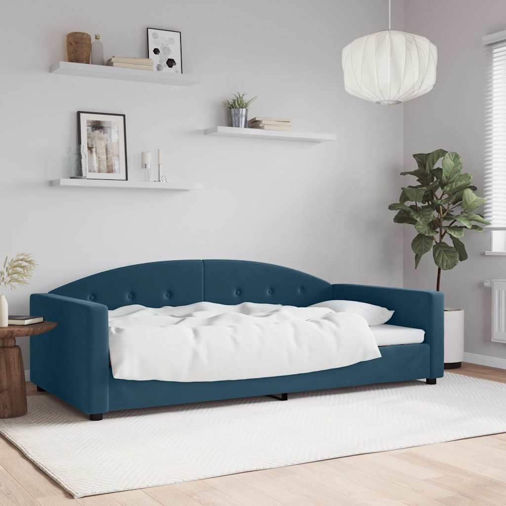 vidaXL Sofa z funkcją spania, niebieska, 100x200 cm, obita aksamitem