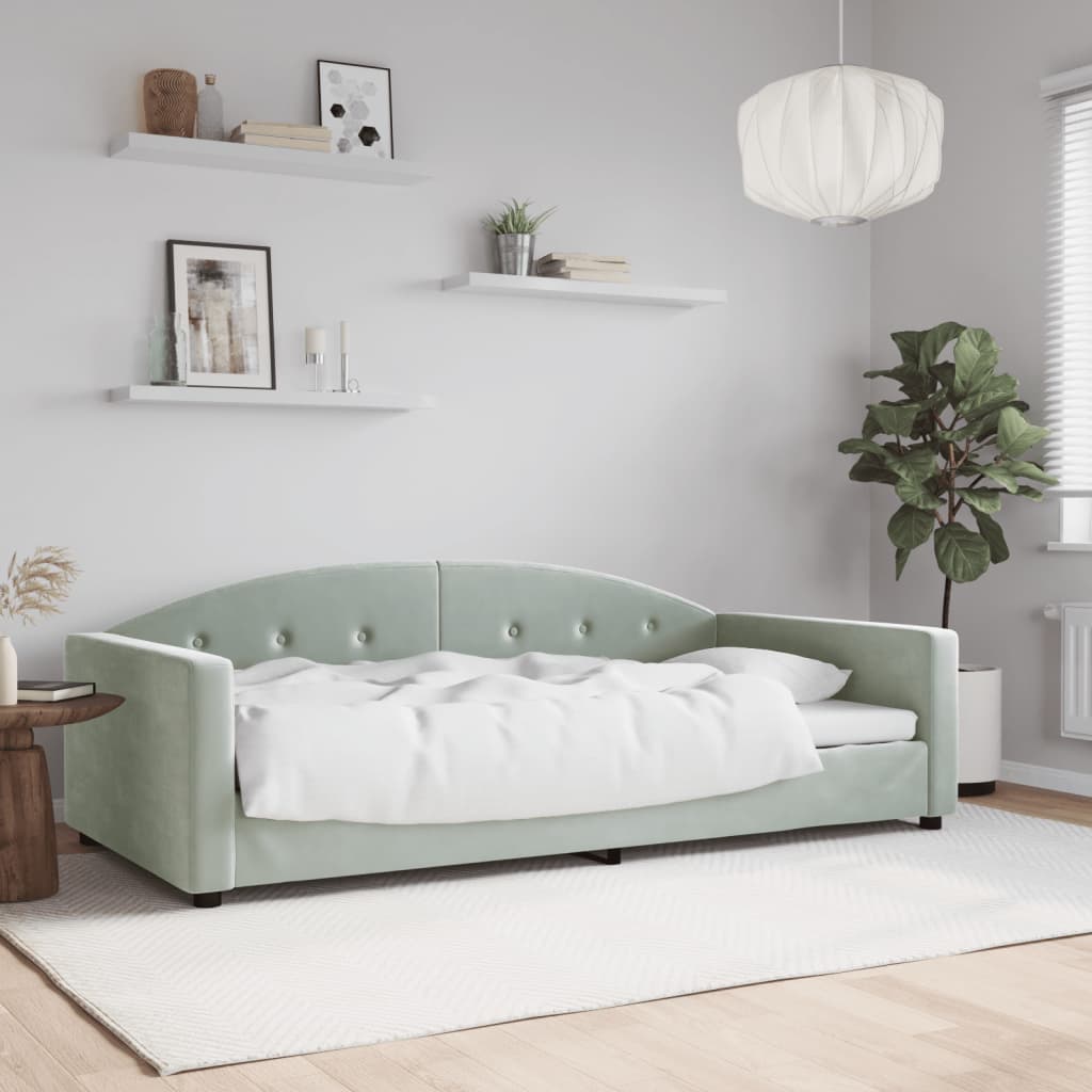 vidaXL Sofa z funkcją spania, jasnoszara, 100x200 cm, obita aksamitem