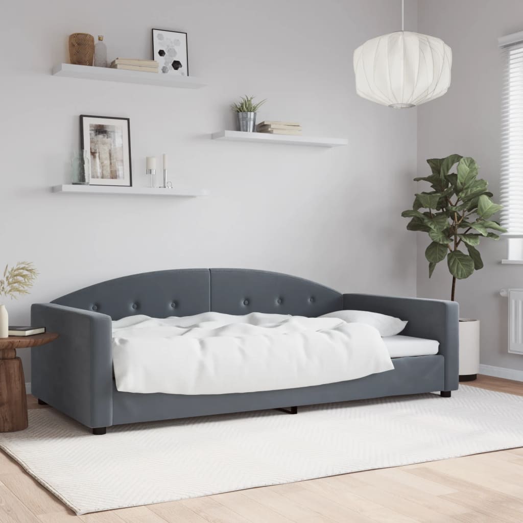 vidaXL Sofa z funkcją spania, ciemnoszara, 100x200 cm, aksamit