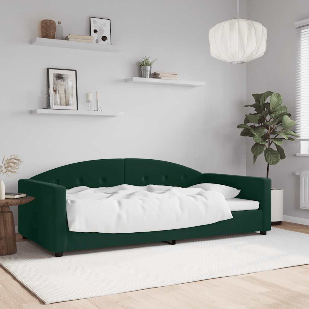 vidaXL Sofa z funkcją spania, ciemnozielona, 100x200 cm, aksamitna