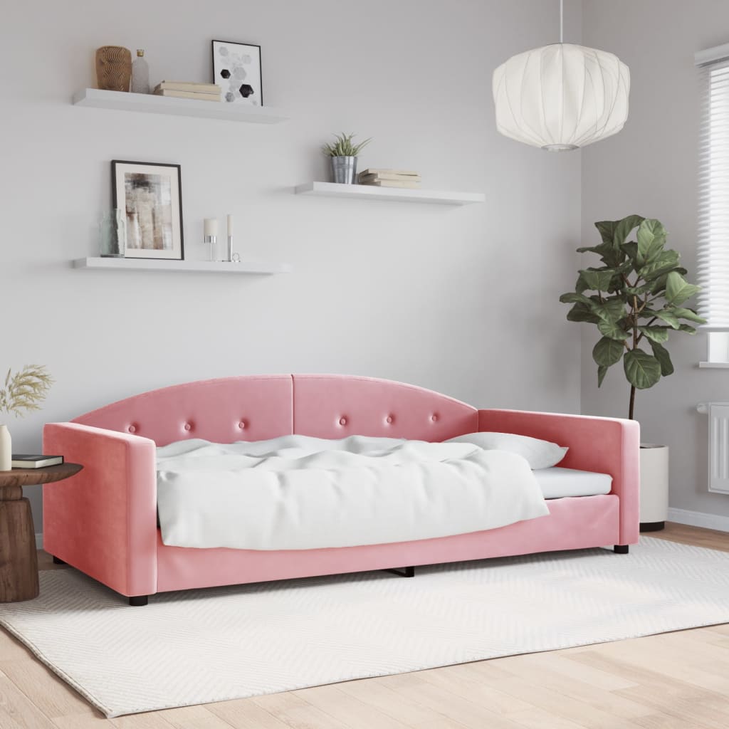 vidaXL Sofa z funkcją spania, różowa, 100x200 cm, obita aksamitem