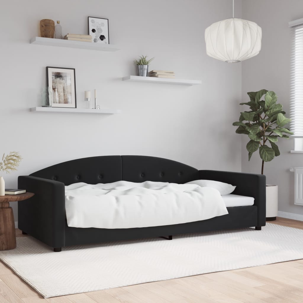 vidaXL Sofa z funkcją spania, czarna, 100x200 cm, obita aksamitem