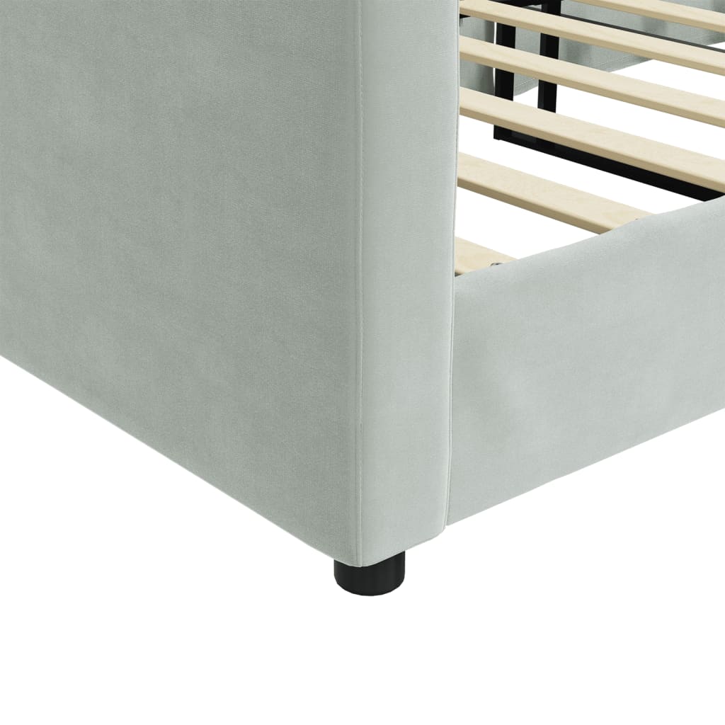 vidaXL Sofa z funkcją spania, jasnoszara, 90x190 cm, obita aksamitem