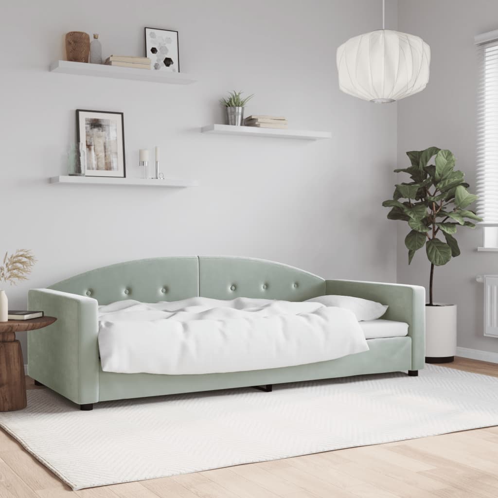 vidaXL Sofa z funkcją spania, jasnoszara, 90x190 cm, obita aksamitem
