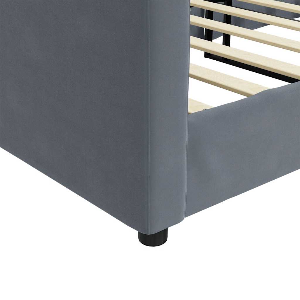 vidaXL Sofa z funkcją spania, ciemnoszara, 90x190 cm, aksamit