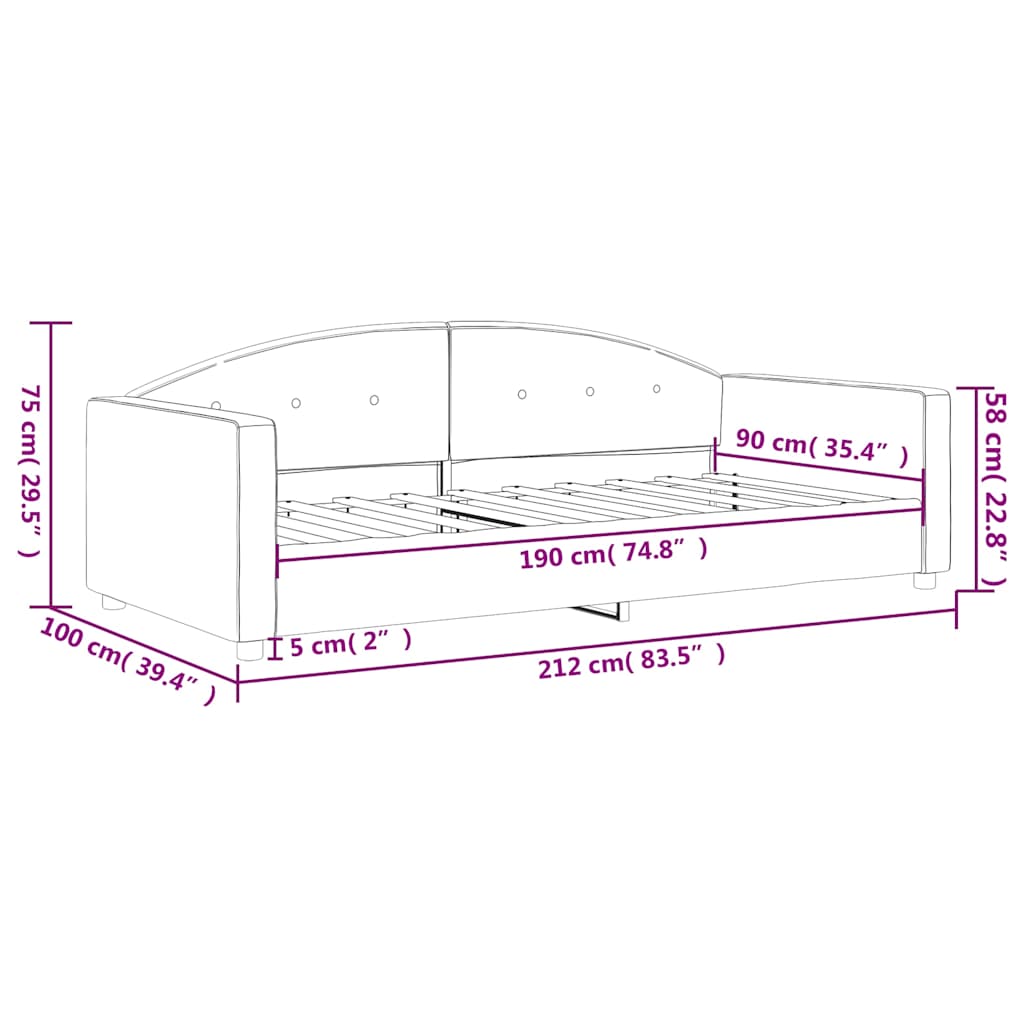vidaXL Sofa z funkcją spania, ciemnoszara, 90x190 cm, aksamit