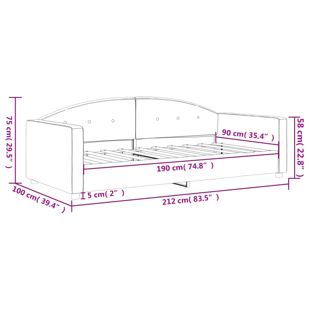 vidaXL Sofa z funkcją spania, czarna, 90x190 cm, obita aksamitem