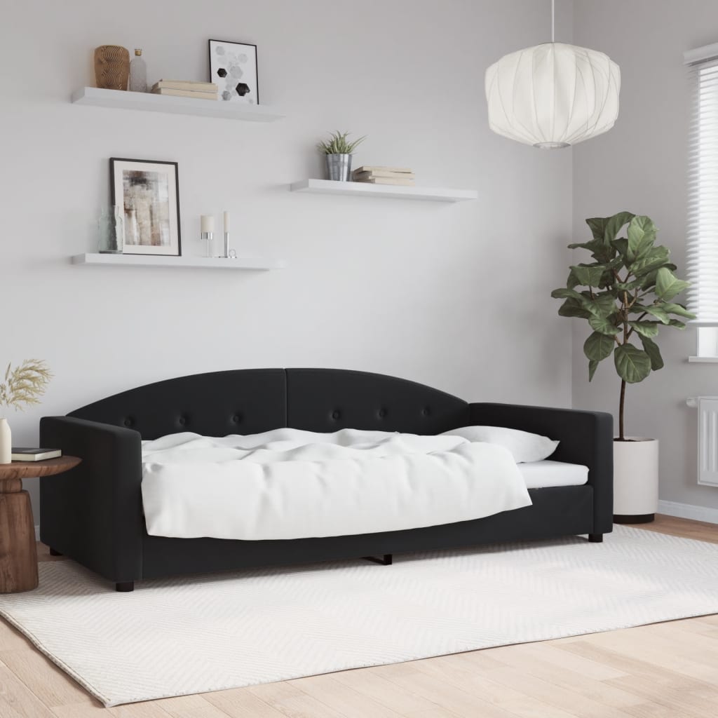 vidaXL Sofa z funkcją spania, czarna, 90x190 cm, obita aksamitem