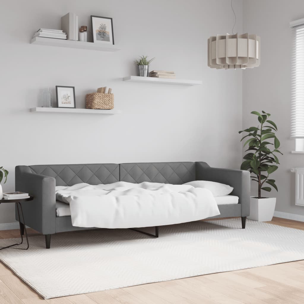 vidaXL Sofa z funkcją spania, ciemnoszara, 80x200 cm, obita tkaniną