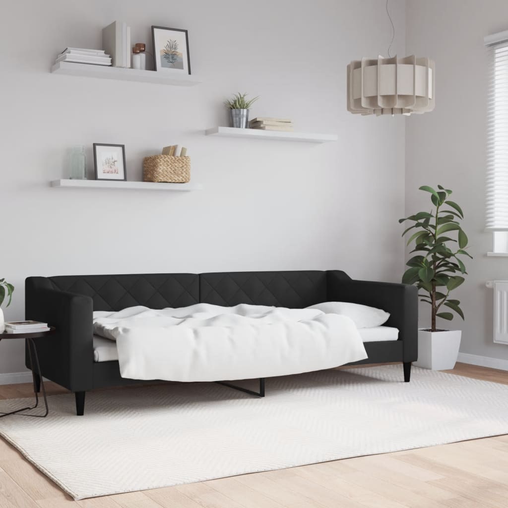 vidaXL Sofa z funkcją spania, czarna, 80x200 cm, obita tkaniną