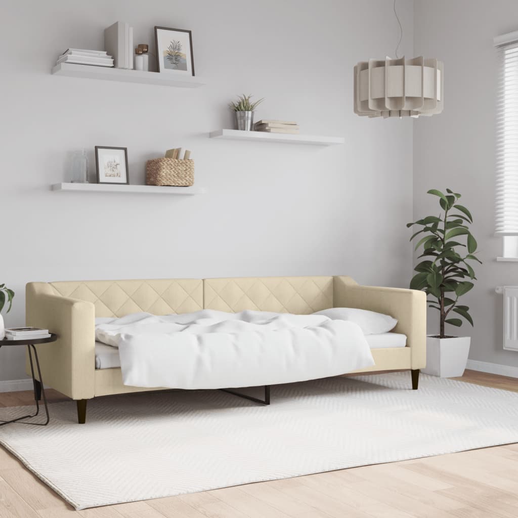 vidaXL Sofa z funkcją spania, kremowa, 80x200 cm, obita tkaniną