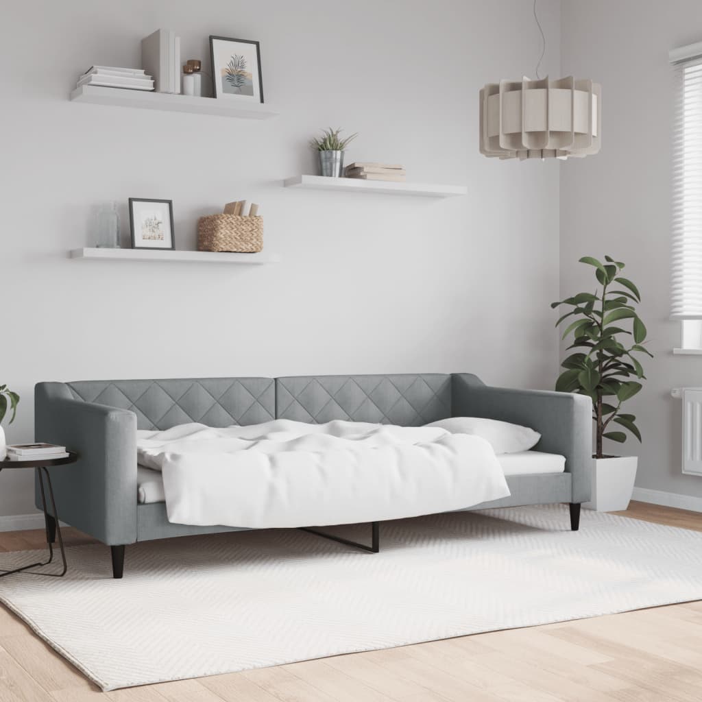 vidaXL Sofa z funkcją spania, jasnoszara, 90x200 cm, obita tkaniną