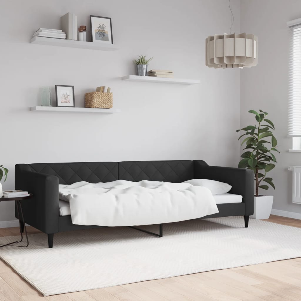 vidaXL Sofa z funkcją spania, czarna, 90x200 cm, obita tkaniną