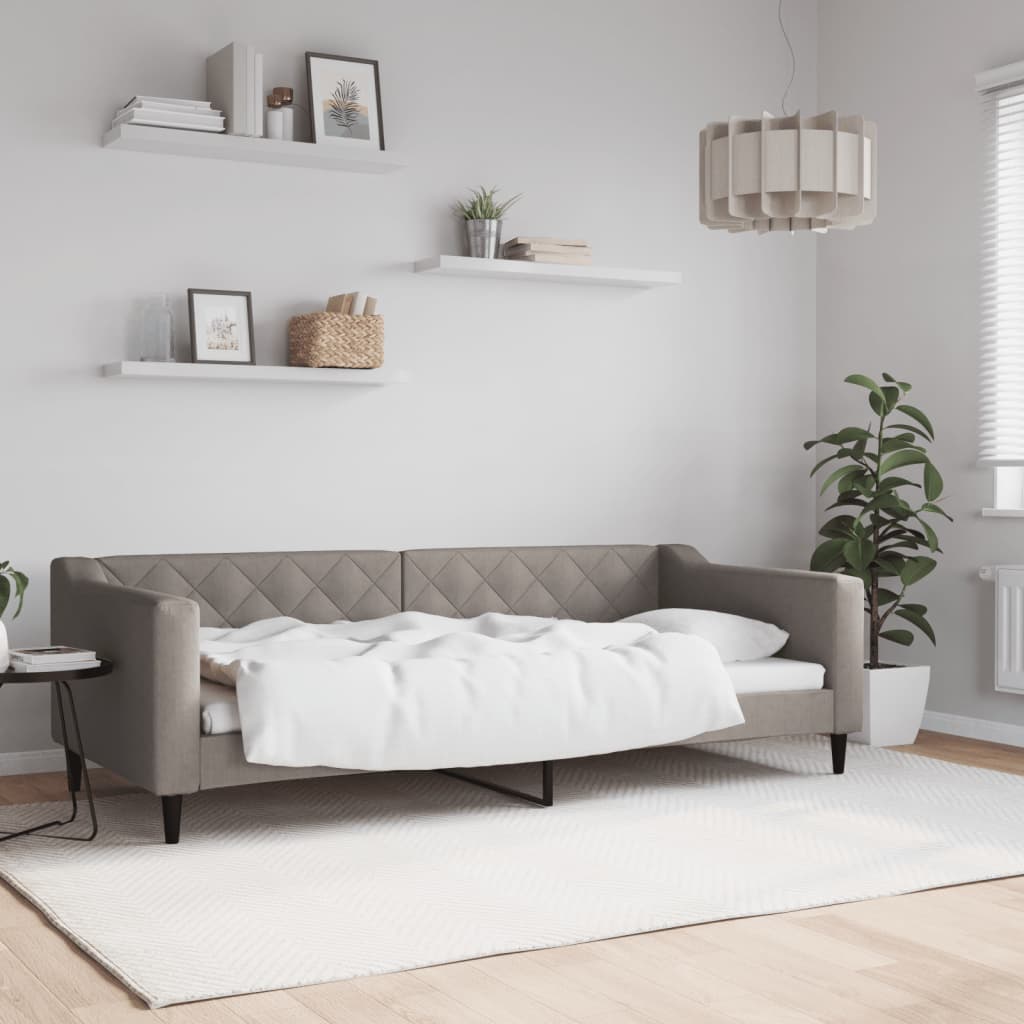 vidaXL Sofa z funkcją spania, kolor taupe, 90x200 cm, obita tkaniną
