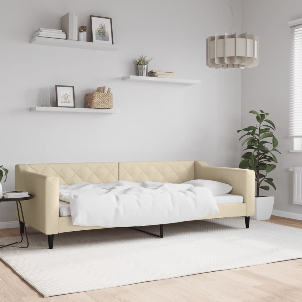 vidaXL Sofa z funkcją spania, kremowe, 90x200 cm, obita tkaniną