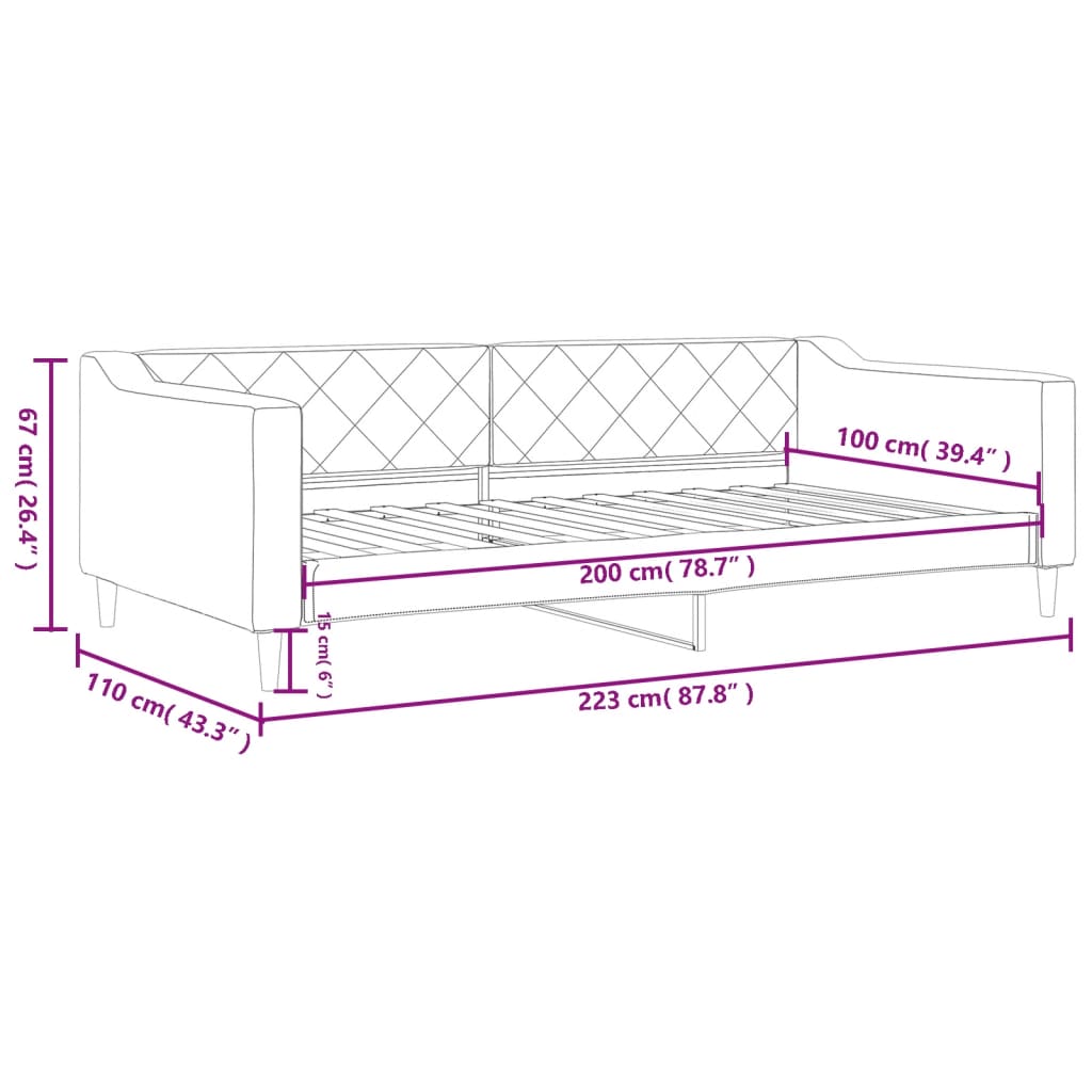 vidaXL Sofa z funkcją spania, jasnoszara, 100x200 cm, obita tkaniną
