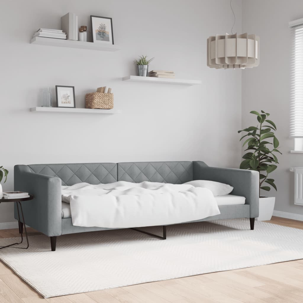 vidaXL Sofa z funkcją spania, jasnoszara, 100x200 cm, obita tkaniną