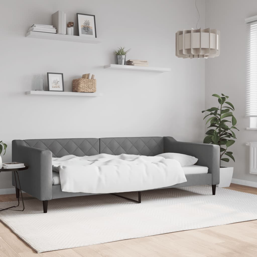 vidaXL Sofa z funkcją spania, ciemnoszara, 100x200 cm, obita tkaniną