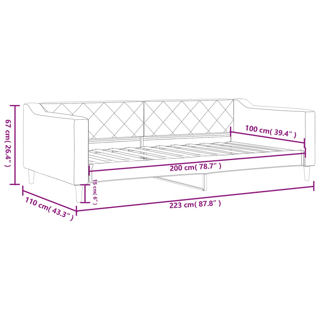 vidaXL Sofa z funkcją spania, czarna, 100x200 cm, obita tkaniną