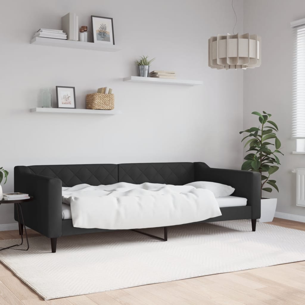 vidaXL Sofa z funkcją spania, czarna, 100x200 cm, obita tkaniną