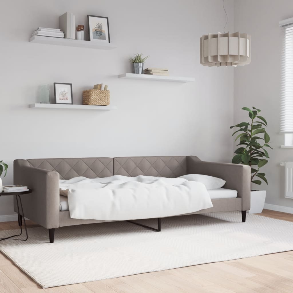 vidaXL Sofa z funkcją spania, kolor taupe, 100x200 cm, obita tkaniną