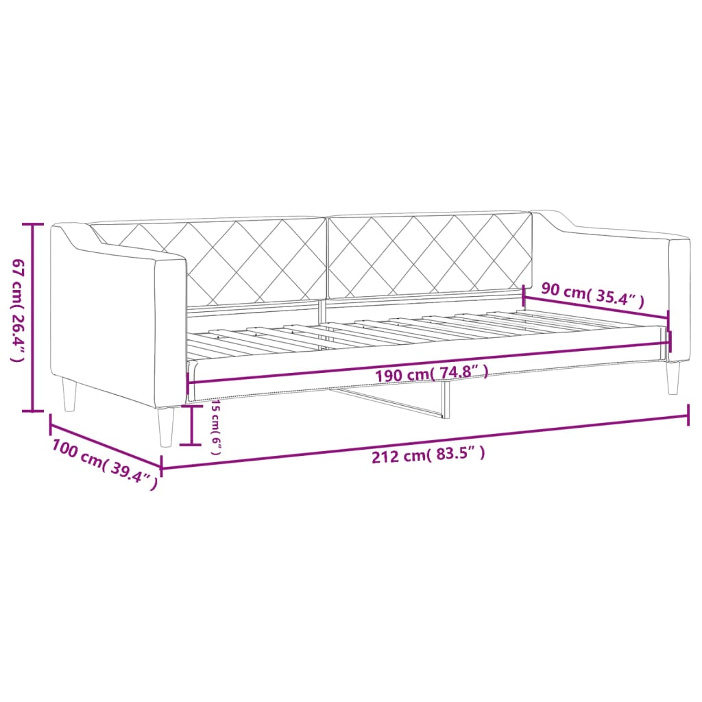 vidaXL Sofa z funkcją spania, jasnoszara, 90x190 cm, obita tkaniną
