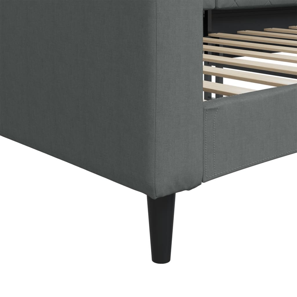 vidaXL Sofa z funkcją spania, ciemnoszara, 90x190 cm, obita tkaniną